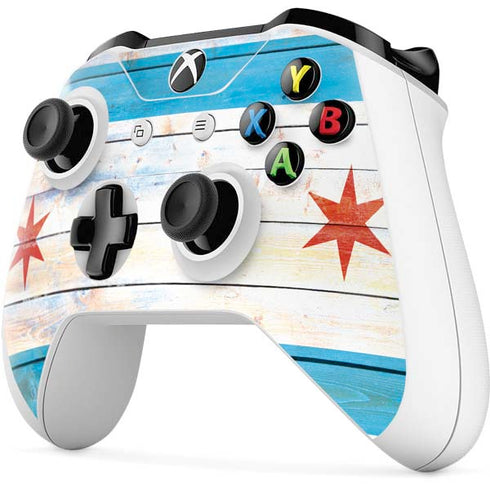 Chicago Flag Light Wood Xbox One S Controller Skin