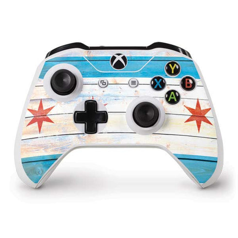 Chicago Flag Light Wood Xbox One S Controller Skin
