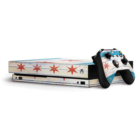 Chicago Flag Light Wood Xbox One X Bundle Skin