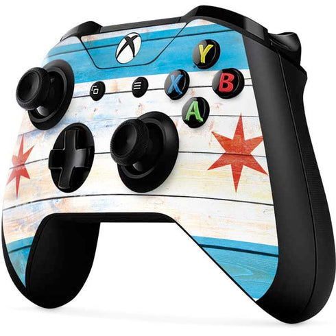 Chicago Flag Light Wood Xbox One X Controller Skin