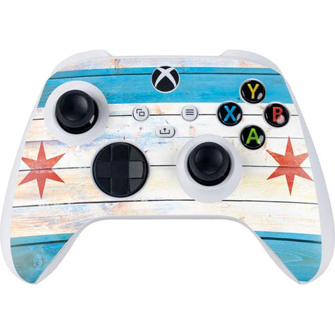 Chicago Flag Light Wood Xbox Series S Controller Skin