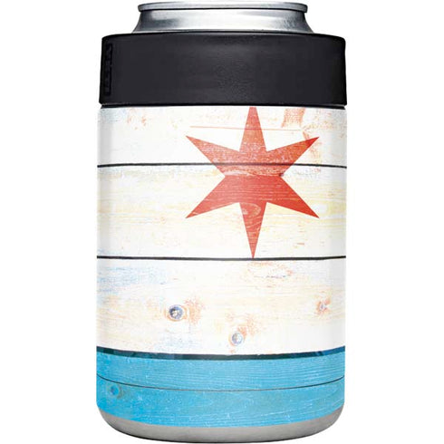 Chicago Flag Light Wood Yeti Colster Can Insulator Skin