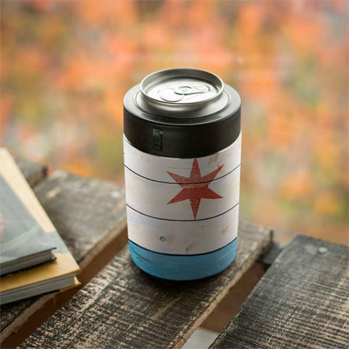 Chicago Flag Light Wood Yeti Colster Can Insulator Skin