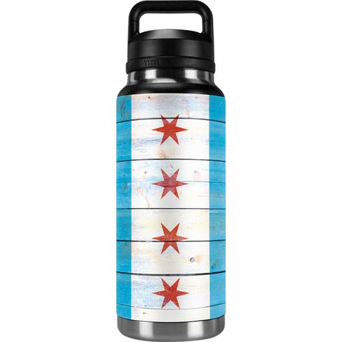 Chicago Flag Light Wood YETI Rambler 36oz Bottle Skin