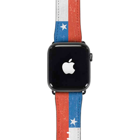 Chile Flag Distressed Apple Watch Band 42-44mm