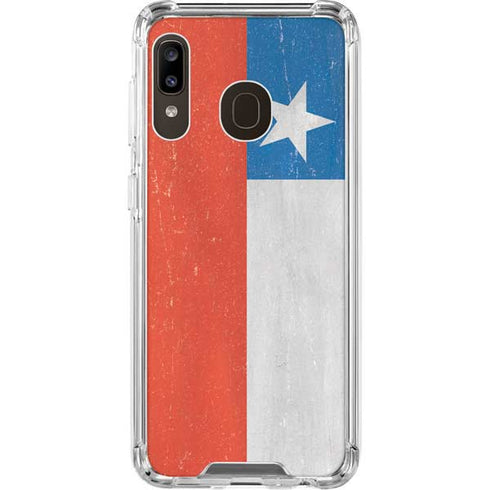 Chile Flag Distressed Galaxy A30 Clear Case