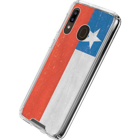 Chile Flag Distressed Galaxy A30 Clear Case