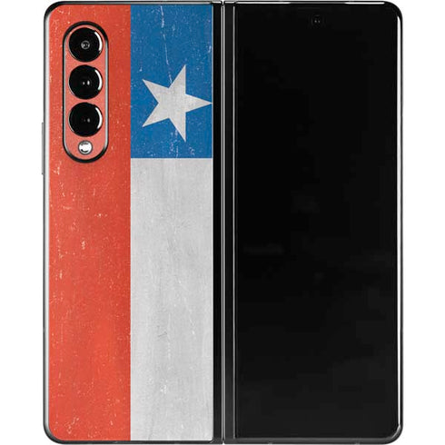 Chile Flag Distressed Galaxy Z Fold3 5G Skin