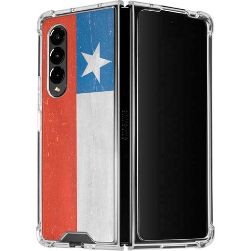 Chile Flag Distressed Galaxy Z Fold4 5G Clear Case