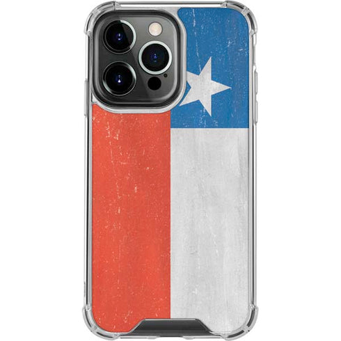 Chile Flag Distressed iPhone 14 Pro Clear Case