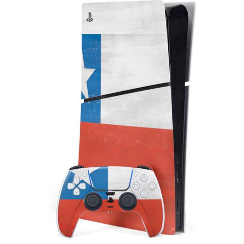 Chile Flag Distressed PS5 Slim Digital Edition Console Skin