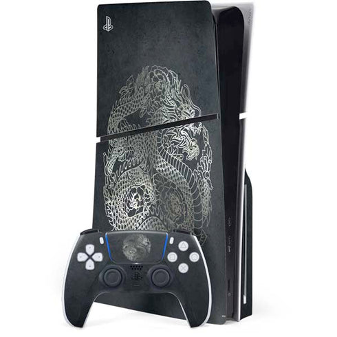 Chinese Black Dragon PS5 Slim Disk Bundle Skin