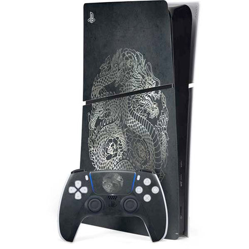 Chinese Black Dragon PS5 Slim Digital Edition Console Skin