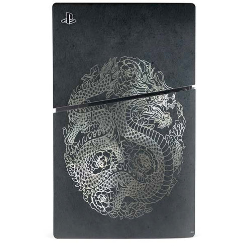 Chinese Black Dragon PS5 Slim Digital Edition Console Skin