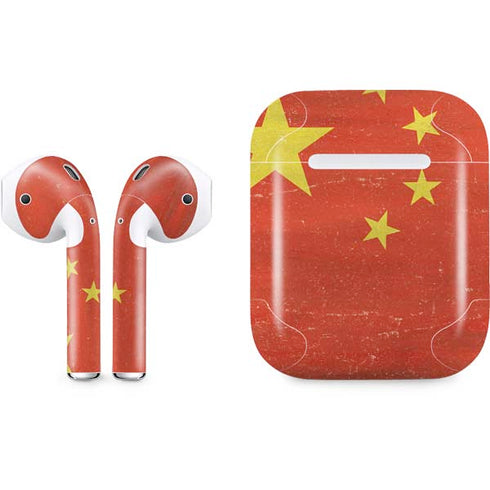 Chinese Flag Distressed Apple AirPods Skin