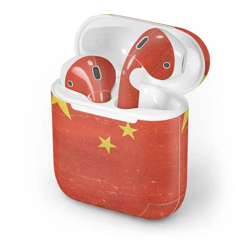 Chinese Flag Distressed Apple AirPods Skin