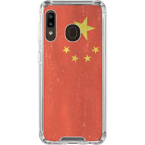 Chinese Flag Distressed Galaxy A30 Clear Case