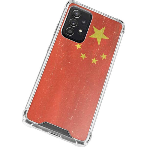 Chinese Flag Distressed Galaxy A72 5G Clear Case