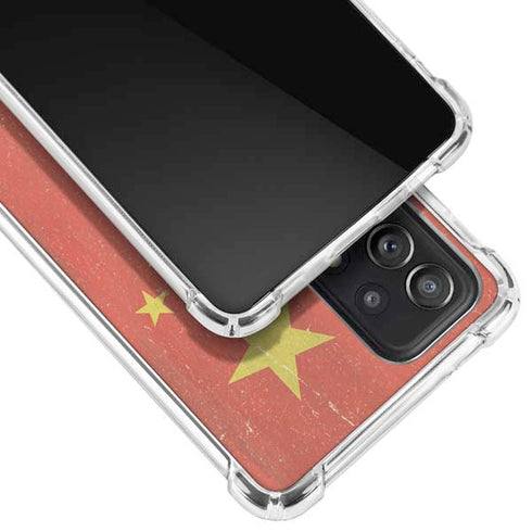 Chinese Flag Distressed Galaxy A72 5G Clear Case