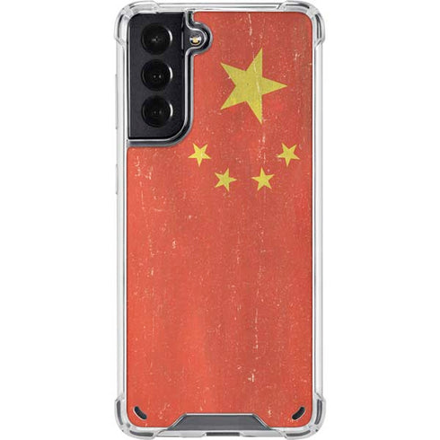 Chinese Flag Distressed Galaxy S21 5G Clear Case