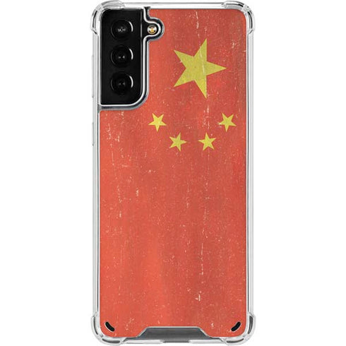 Chinese Flag Distressed Galaxy S21 Plus 5G Clear Case