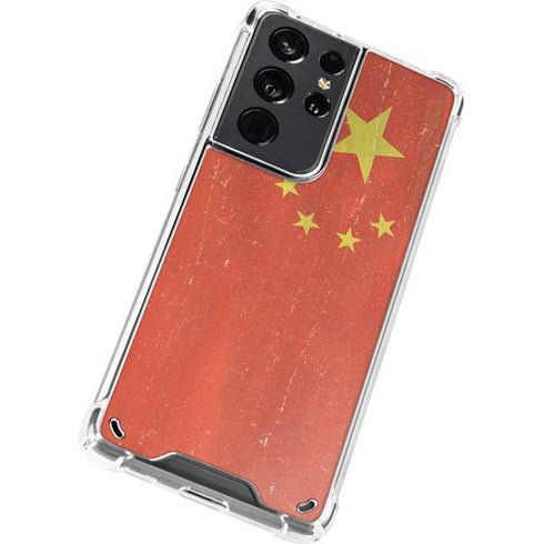 Chinese Flag Distressed Galaxy S21 Ultra 5G Clear Case
