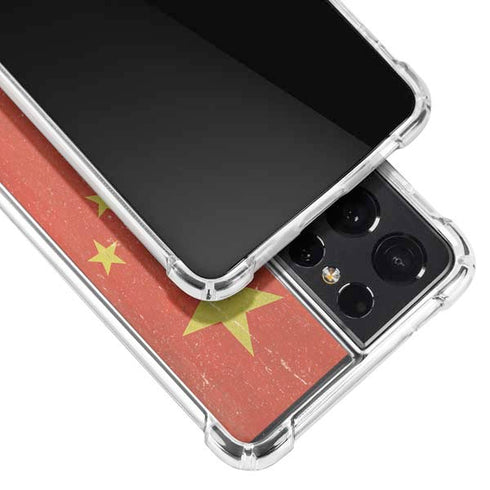 Chinese Flag Distressed Galaxy S21 Ultra 5G Clear Case