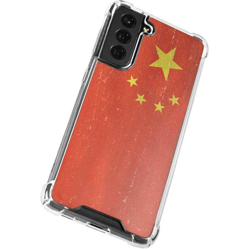 Chinese Flag Distressed Galaxy S22 Clear Case