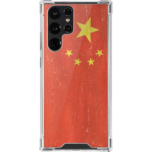 Chinese Flag Distressed Galaxy S22 Ultra Clear Case