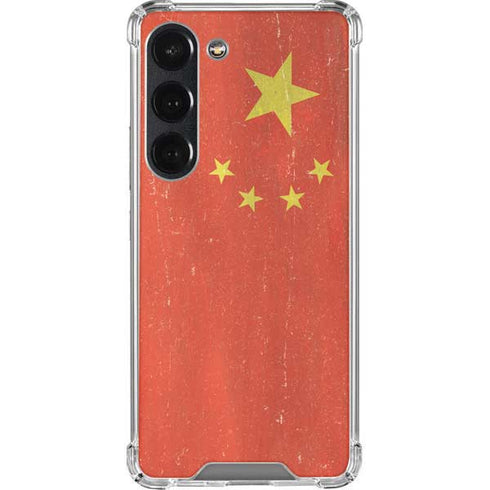 Chinese Flag Distressed Galaxy S23 Clear Case