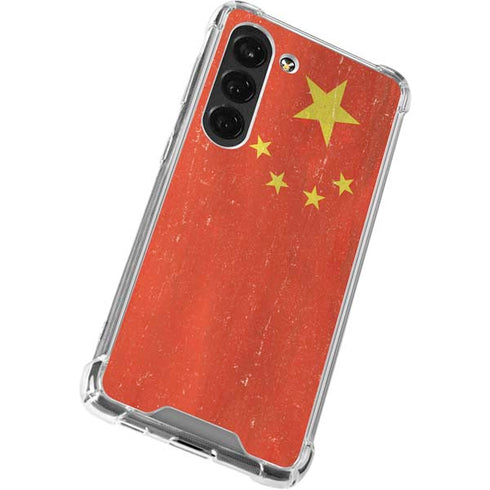 Chinese Flag Distressed Galaxy S23 Clear Case