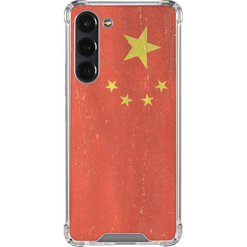 Chinese Flag Distressed Galaxy S23 Plus Clear Case
