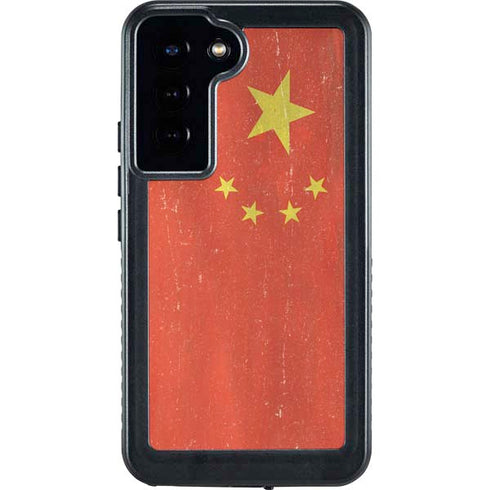Chinese Flag Distressed Galaxy S23 Plus Waterproof Case