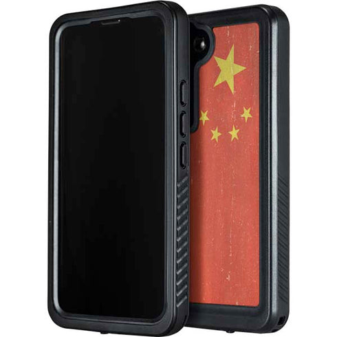 Chinese Flag Distressed Galaxy S23 Plus Waterproof Case