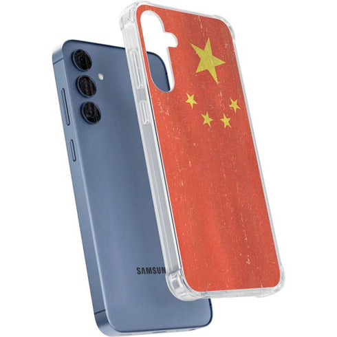 Chinese Flag Distressed Galaxy S24 Clear Case