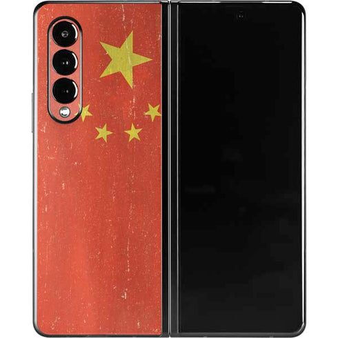 Chinese Flag Distressed Galaxy Z Fold3 5G Skin