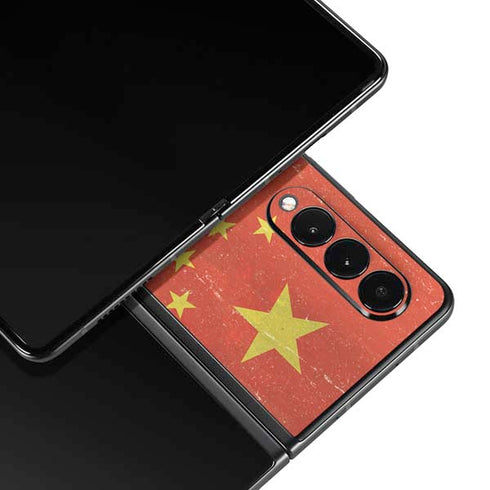 Chinese Flag Distressed Galaxy Z Fold3 5G Skin