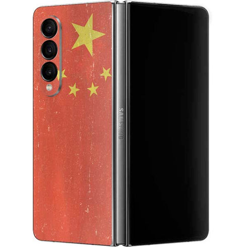Chinese Flag Distressed Galaxy Z Fold4 5G Skin