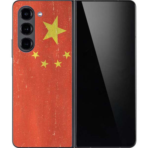 Chinese Flag Distressed Galaxy Z Fold5 5G Skin