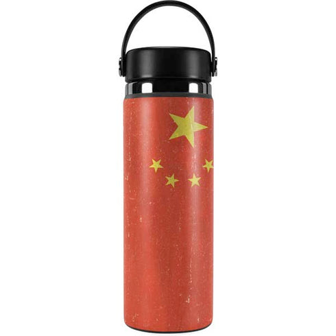 Chinese Flag Distressed Hydro Flask 20oz Wide Mouth Skin