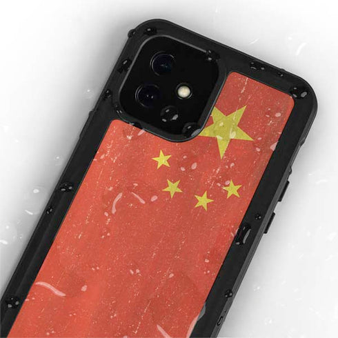 Chinese Flag Distressed iPhone 12 Mini Waterproof Case