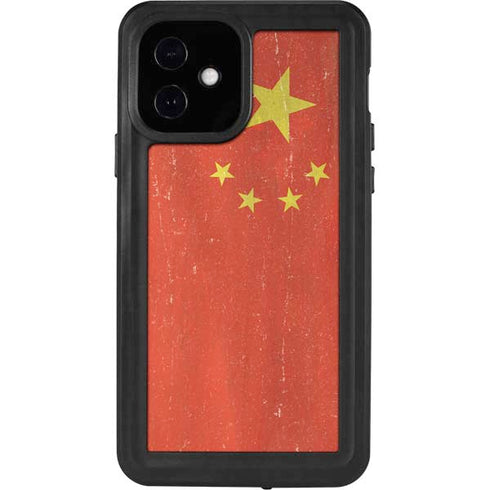 Chinese Flag Distressed iPhone 12 Waterproof Case