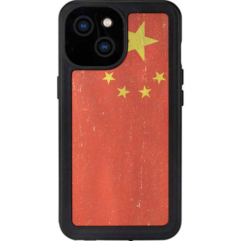 Chinese Flag Distressed iPhone 13 Mini Waterproof Case