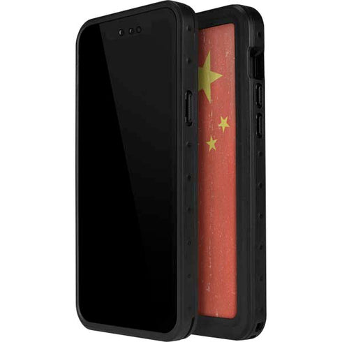 Chinese Flag Distressed iPhone 13 Mini Waterproof Case