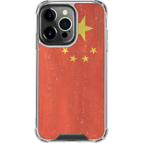 Chinese Flag Distressed iPhone 13 Pro Clear Case