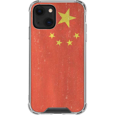 Chinese Flag Distressed iPhone 14 Clear Case