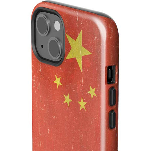 Chinese Flag Distressed iPhone 15 Plus Impact Case
