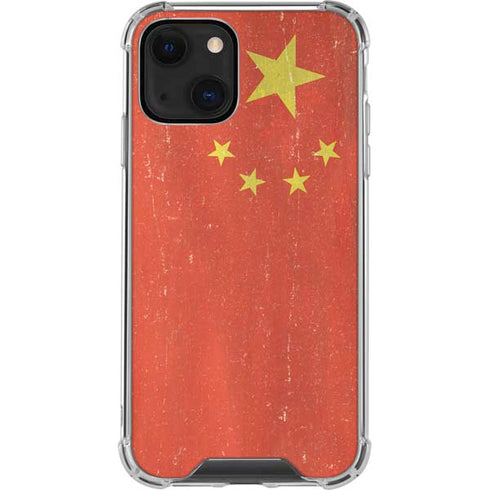 Chinese Flag Distressed iPhone 14 Plus Clear Case