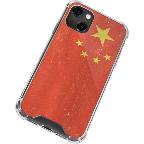 Chinese Flag Distressed iPhone 14 Plus Clear Case