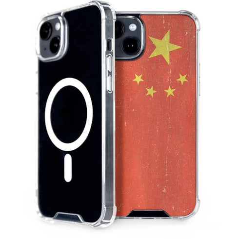 Chinese Flag Distressed iPhone 15 Plus MagSafe Case